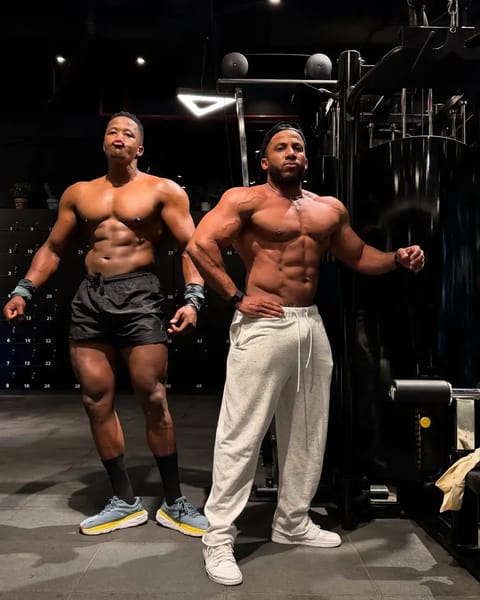 Joe Ripper (left) posing with Hanif Physique (right)