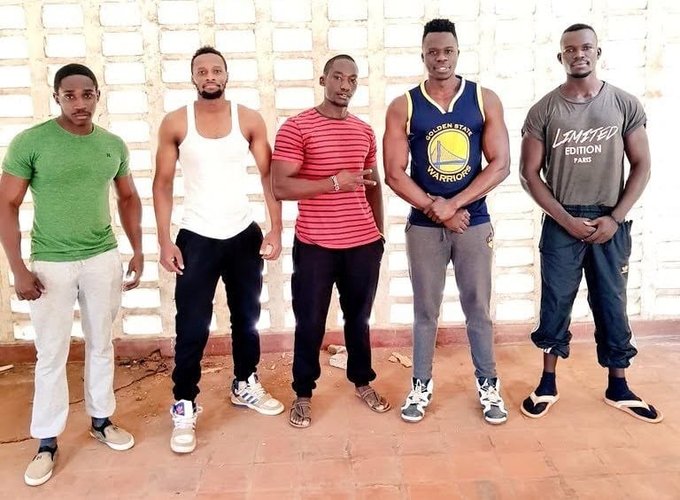 Rogers Adinda with his gym partners in 2018