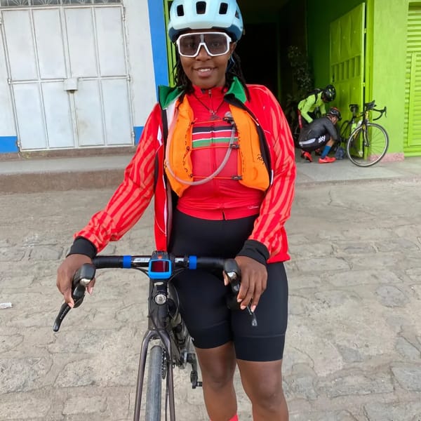 Winnie Wandiga during Day 2 of the ride in early morning conditions